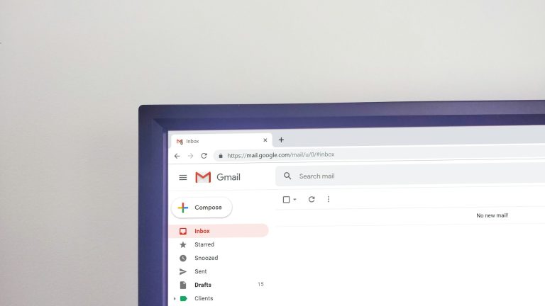 laptop screen open to gmail